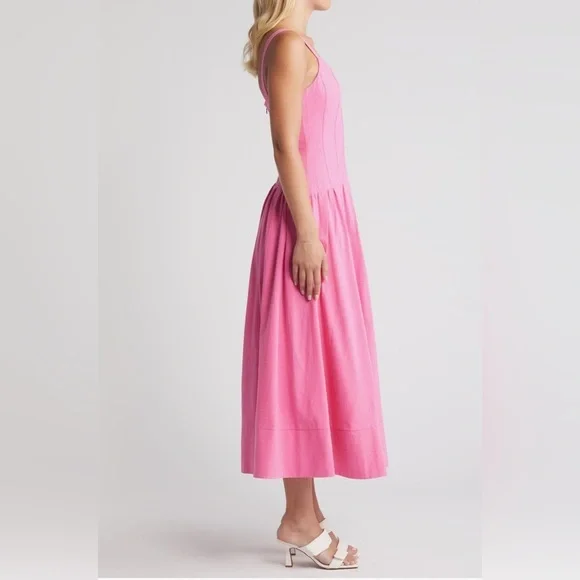 Moon River Corset Bodice Drop Waist Dress In Pink B2356 - Picture 7 of 7